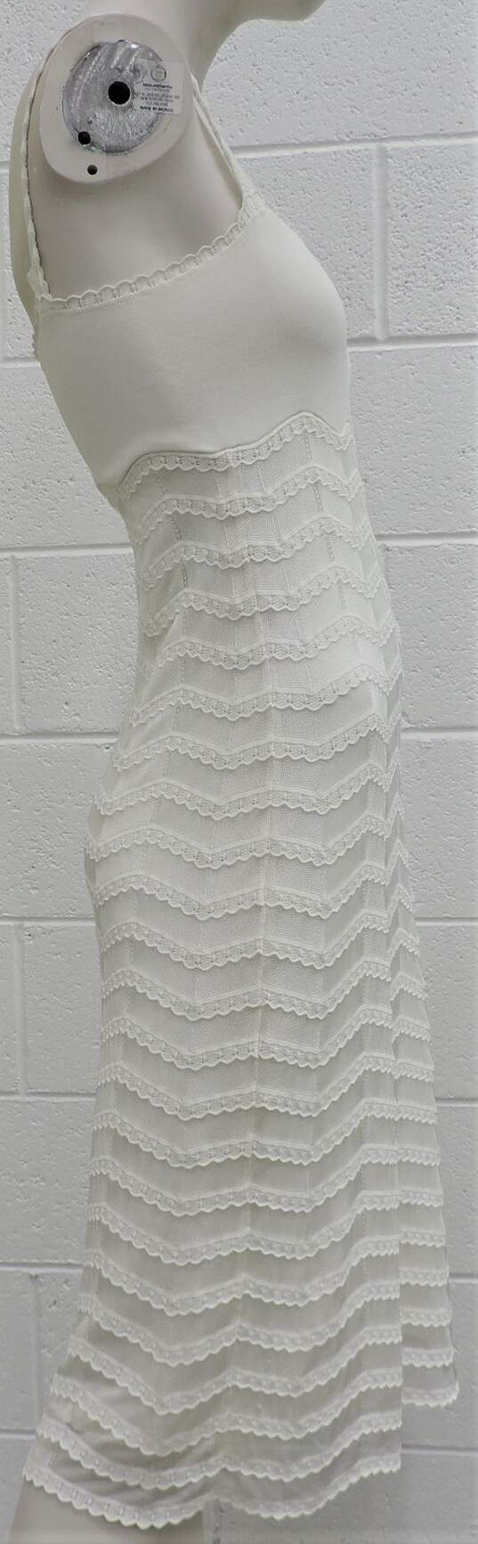 Valentino White Knit Scalloped Lace Spaghetti Strap Sheath Dress Sz S W/COA image number 4