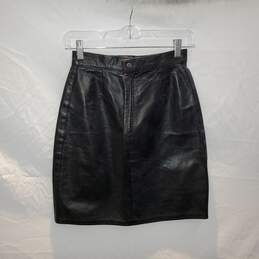 Unbranded Black Leather Zip Back Skirt Size 3/4 alternative image