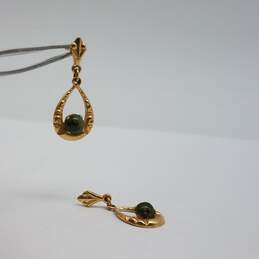 Beautiful Unique design 14k Gold Multi Gemstone Dangle Earring Bundle 2pcs 2.3g alternative image