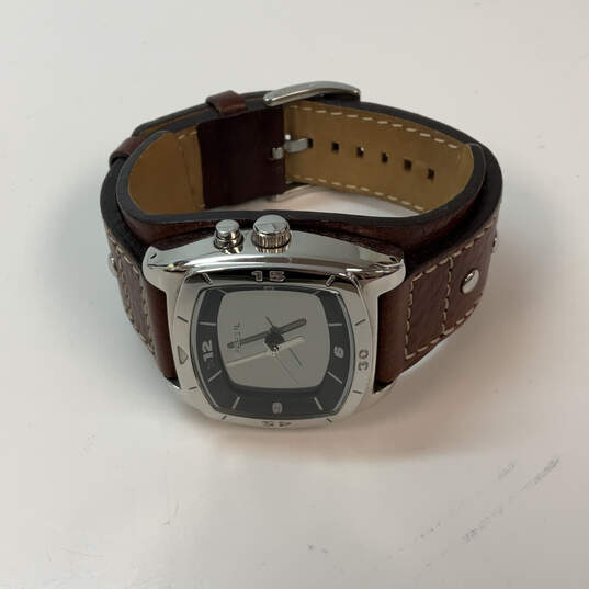 Designer Fossil Silver-Tone Square Dial Adjustable Strap Analog Wristwatch image number 2