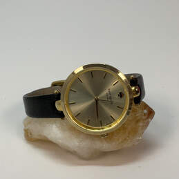 Designer Kate Spade Gold-Tone Leather Strap Round Dial Analog Wristwatch