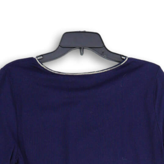 NWT Womens Blue Diamond Round Neck Long Sleeve Pullover Blouse Top Size 1 image number 4
