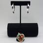 Sterling Silver Murano Glass Heart Pendant & Hoop Earrings Bundle 2pcs 16.9g image number 1