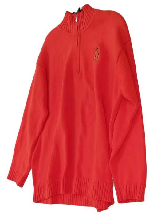 Ralph Lauren Mens Orange Long Sleeve Mock Neck Zip Pullover Sweater Size XL image number 1