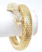 Vintage Whiting & Davis Goldtone Coiled Snake Mesh Wrap Statement Bracelet 61g image number 4