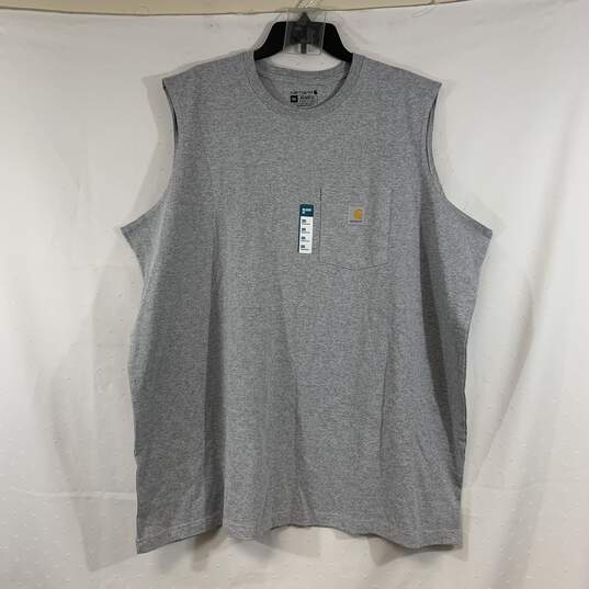 Men's Grey Heather Carhartt Sleeveless Pocket T-Shirt, Sz. 3XL image number 1