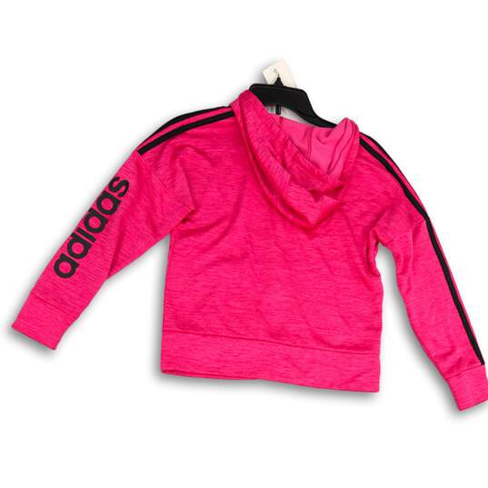 Girls Pink Long Sleeve Kangaroo Pockets Full Zip Track Jacket Size XL image number 2