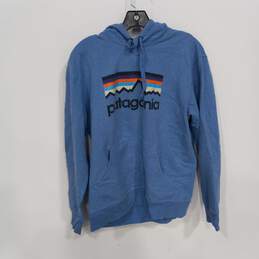 Patagonia Men's Sky Blue Pullover Logo Blue Hoodie Size M Reg
