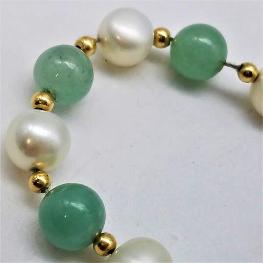 14K Gold Jane FW Pearl Bead 8.5inch Bracelet NEEDS REPAIR 14.2g image number 2