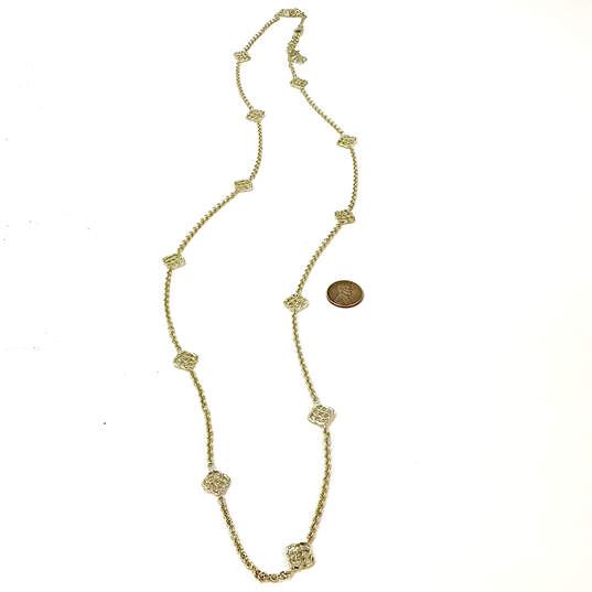 Designer Kendra Scott Silver-Tone Devalyn Long Chain Necklace w/ Dust Bag image number 2