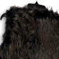 Womens Brown Faux Fur Sleeveless Crew Neck Open Front Winter Vest Size XS image number 1