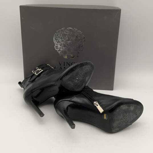 NIB Womens Kammie Black Leather Peep Toe Zipper Ankle Booties Size 6.5 M image number 5