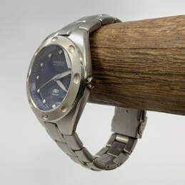 Designer Fossil Silver-Tone Blue Stainless Steel Analog Quartz Wristwatch