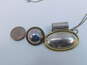 Vintage Taxco Laton 925 & Brass Oval Pendant Necklace & Dome Clip Earrings 34.0g image number 6