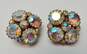 VNTG Weiss Aurora Borealis Gold Tone Cluster Clip On Earrings 16.7g image number 1