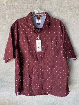 Level Ten Mens Burgundy Short Sleeve Button Up Shirt Size 4XL T-0551716-D