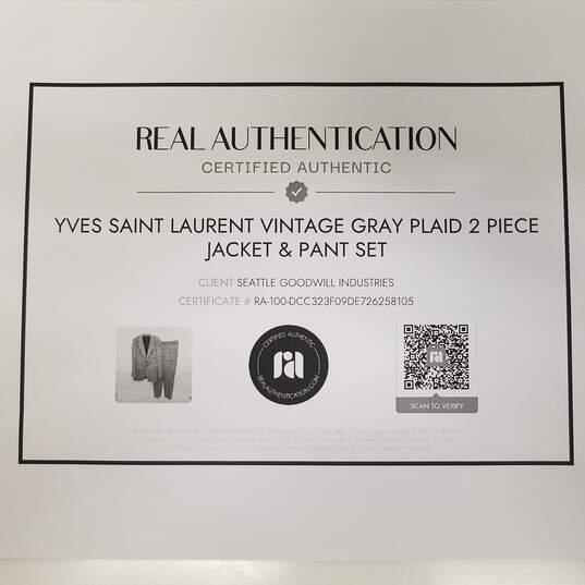 Yves Saint Laurent Vintage Men's Gray Plaid 2-Piece Set Suit Jacket & Pants image number 8