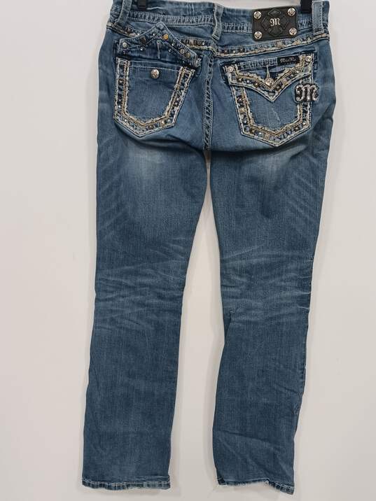Miss Me Women's Embellished Blue Easy Boot Distressed Jeans Size 29 image number 2