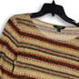 Womens Multicolor Striped Long Sleeve Round Neck Pullover Blouse Top Size L image number 3