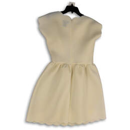 NWT Womens White Short Sleeve Scalloped Hem Fit & Flare Dress Size L alternative image