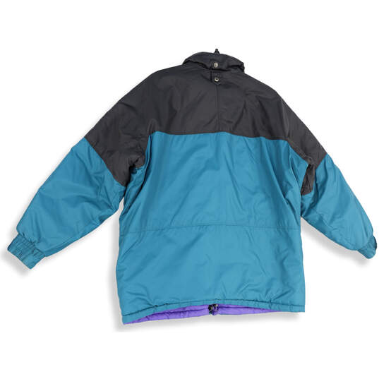 Womens Blue Gray Reversible Radial Sleeve Full-Zip Windbreaker Jacket Sz XL image number 2