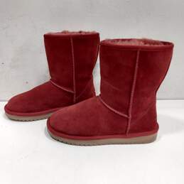 Koolaburra by Ugg Suede Red Shearling Style Ankle Boots Size 6 alternative image