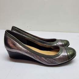 COLE HAAN Womens Milly Wedge Heel Pumps Silver Metallic Slip On Cap size 7.5 alternative image