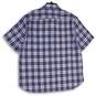 Joseph Abboud Mens Blue Plaid Short Sleeve Spread Collar Button-Up Shirt Sz XXL image number 2