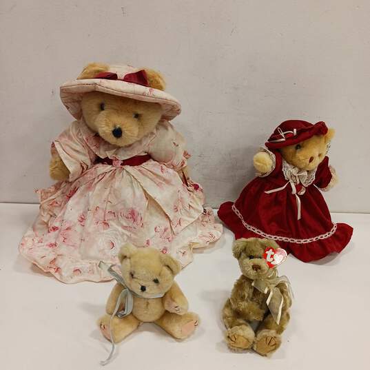 Bundle of Four Assorted Stuffed Teddy Bears Plush Toys image number 1