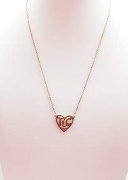14K Yellow Gold TLC Cut Out Heart Pendant Necklace 3.3g