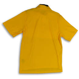 Womens Yellow Collared Short Sleeve Stretch Side Slit Polo Shirt Size M alternative image