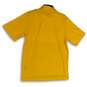 Womens Yellow Collared Short Sleeve Stretch Side Slit Polo Shirt Size M image number 2