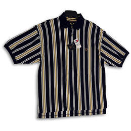 NWT Womens Blue Tan Striped Short Sleeve Collared Golf Polo Shirt Size L