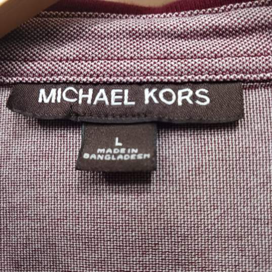 Michael Kors Men's Maroon Short Sleeve Polo Shirt Size L image number 3