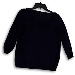 Womens Blue Round Neck Long Sleeve Tight-Knit Pullover Sweater Size XXS