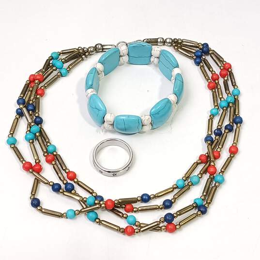 Bundle of Assorted Blue Stone Fashion Costume Jewelry image number 3