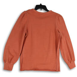 NWT Womens Orange Round Neck Long Sleeve Pullover Sweatshirt Size M alternative image