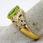 Elegant 10K Yellow Gold Peridot & Diamond Accent Ring 3.4g image number 3