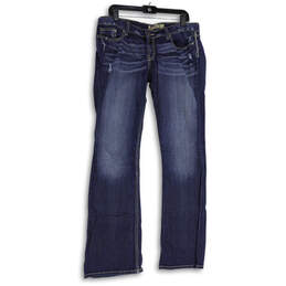 Womens Blue Denim Medium Wash 5-Pocket Design Bootcut Jeans Sz 32 X 35 1/2