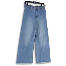 Billabong Womens Light Blue High Rise Raw Hem Wide-Leg Jeans Size 29