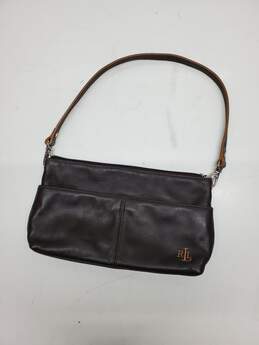 Lauren Ralph Lauren Brown Leather Shoulder Clutch Handbag alternative image