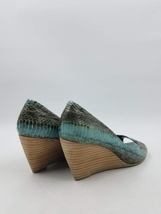 Pierre Hardy Turquoise Snakeskin Wedge Pumps W 8.5 COA image number 4