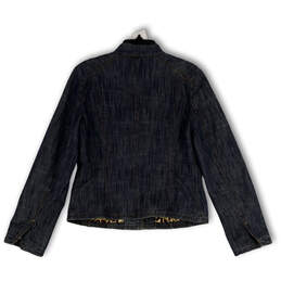 Womens Blue Denim Mandarin Collar Long Sleeve Snap Front Jean Jacket Size M alternative image
