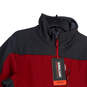NWT Mens Gray Red Mock Neck Long Sleeve Full-Zip Jacket Size Medium image number 3