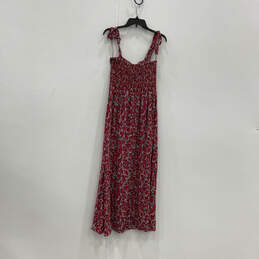 NWT Womens Pink Floral Smocked Sleeveless Pullover Maxi Dress Size Medium