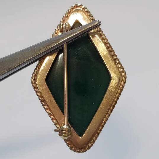 CWS 375 Gold Tone Malachite Brooch 9.2g image number 4