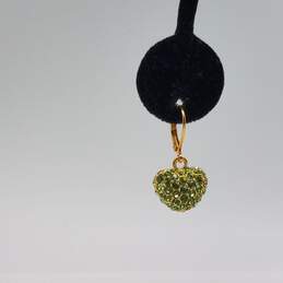 Joan Rivers CC Gold Tone Crystal Heart Dangle Earrings w/Box 9.8g alternative image
