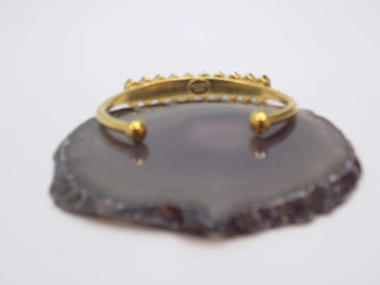 Elizabeth Cole Gold Tone Marquise Rhinestone Cuff Bracelet 17.5g image number 4