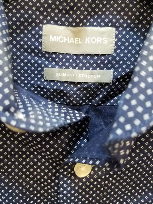Michael Kors Blue Button-Up Long Sleeve Shirt Size M (15) image number 2