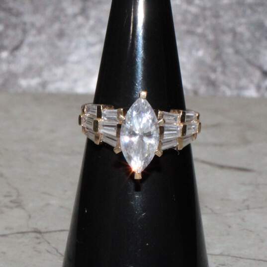 14K Yellow Gold CZ Ring Size 6 - 4.3g image number 2